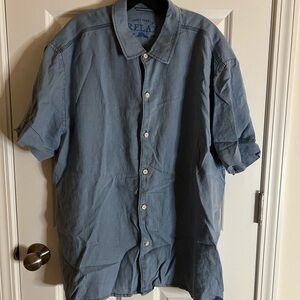 Tommy Bahama Relaxed Fit Blue Casual Shirt 100% Linen